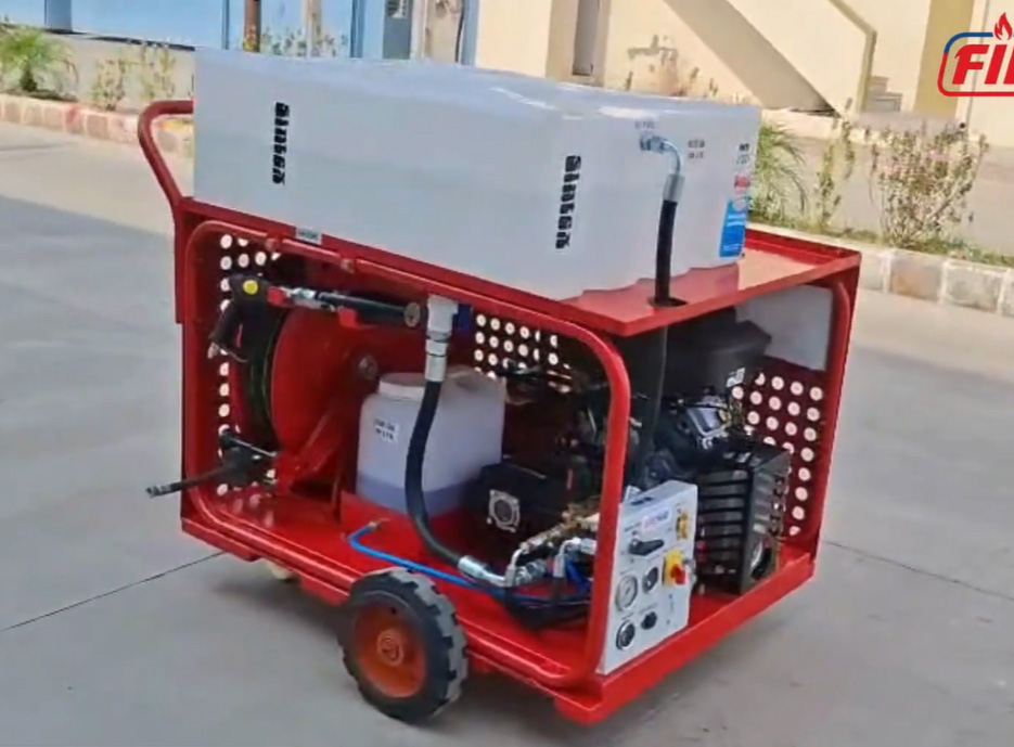 Trolley Base Fire Fighting System With Control Panel (40LPM/150 Bar) 18 HP Petrol Engine | Fireskid